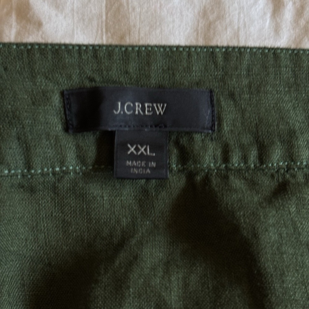 J Crew Square Neck Button Front Balloon Sleeve Linen Top Womens XXL Dark Green - Picture 4 of 14